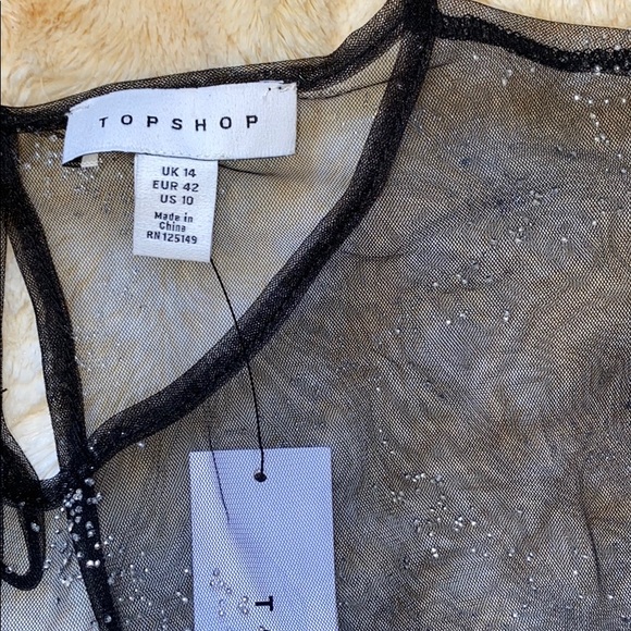 TOPSHOP Crystal Embellished Sheer Mesh Top - Picture 13 of 13